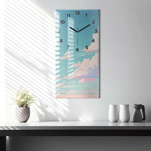 Reloj de vidrio vertical Cielo color pastel - espejomat.es