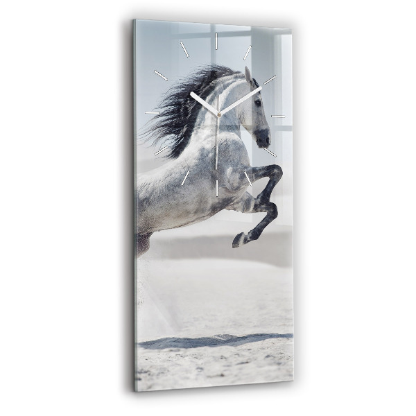 Reloj de cristal vertical Caballo blanco al galope - espejomat.es