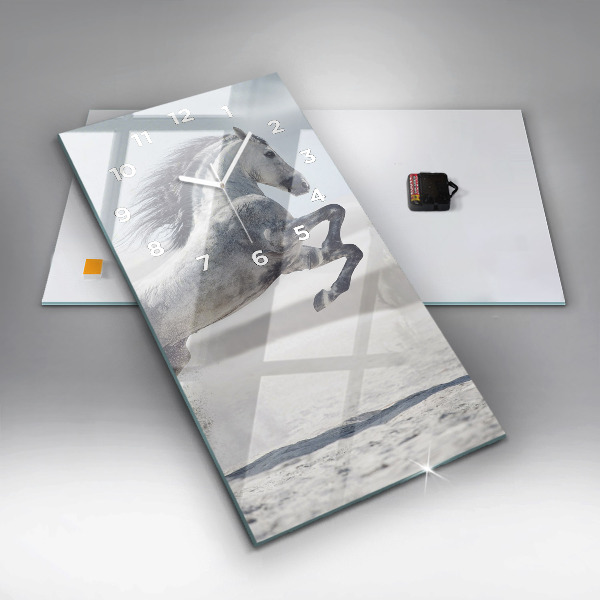 Reloj de cristal vertical Caballo blanco al galope - espejomat.es
