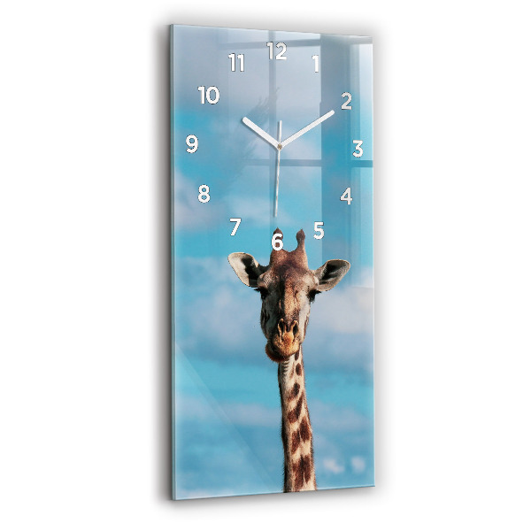 Reloj de cristal vertical Jirafa alta sobre fondo de cielo - espejomat.es