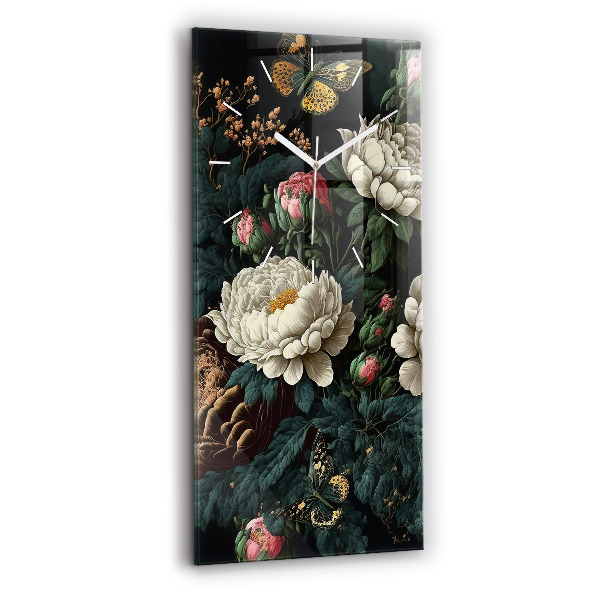 Reloj vertical Flor y mariposas doradas - espejomat.es