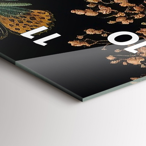 Reloj vertical Flor y mariposas doradas - espejomat.es