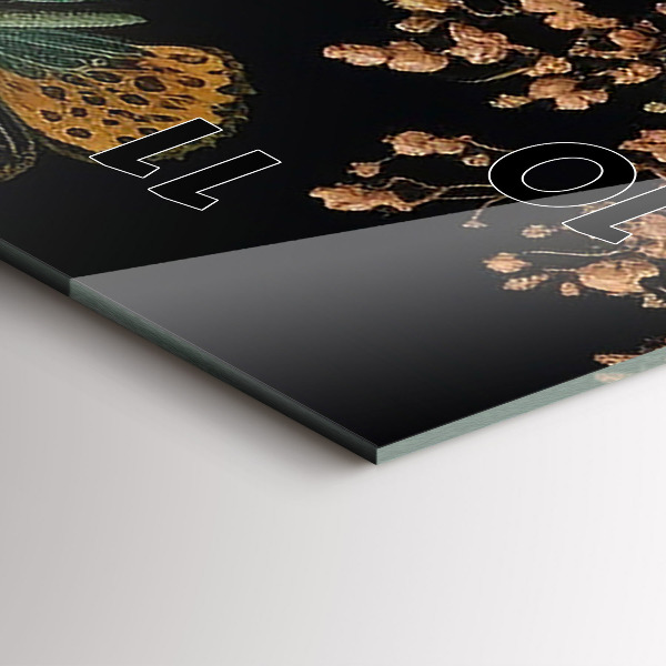 Reloj vertical Flor y mariposas doradas - espejomat.es