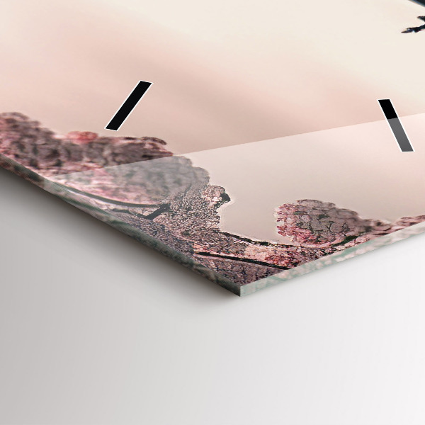 Reloj de cristal vertical Torre asiática Cerezos en flor - espejomat.es