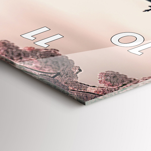 Reloj de cristal vertical Torre asiática Cerezos en flor - espejomat.es