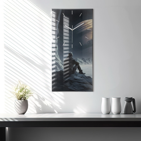 Reloj vertical Hombre en la luna de fondo - espejomat.es