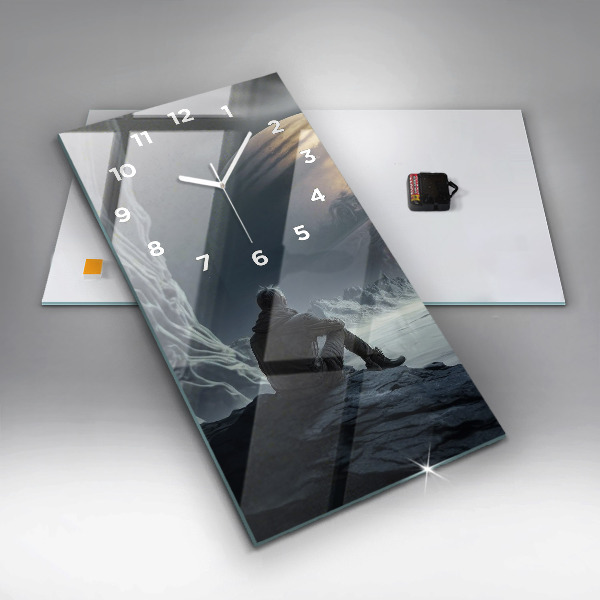 Reloj vertical Hombre en la luna de fondo - espejomat.es
