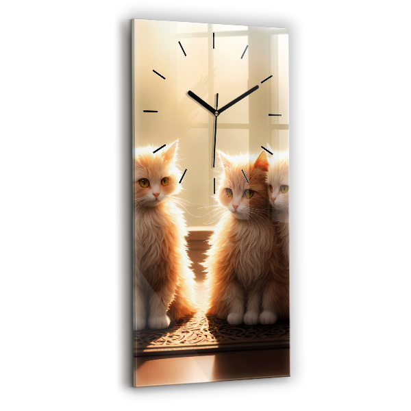 Reloj de cristal vertical Cuatro gatos al sol - espejomat.es