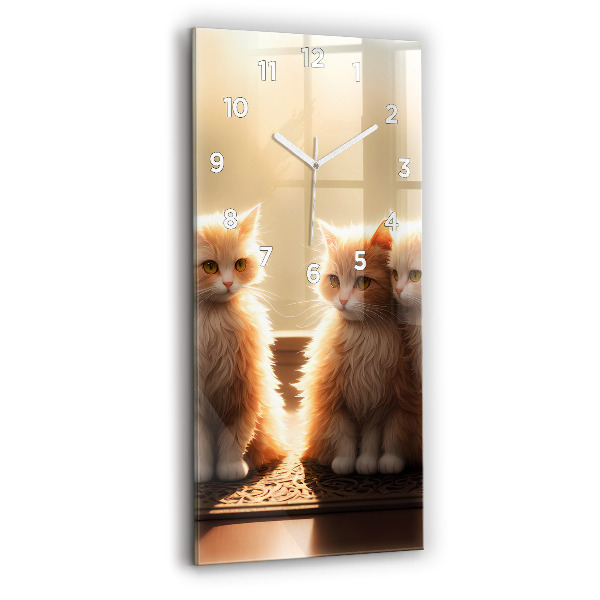 Reloj de cristal vertical Cuatro gatos al sol - espejomat.es