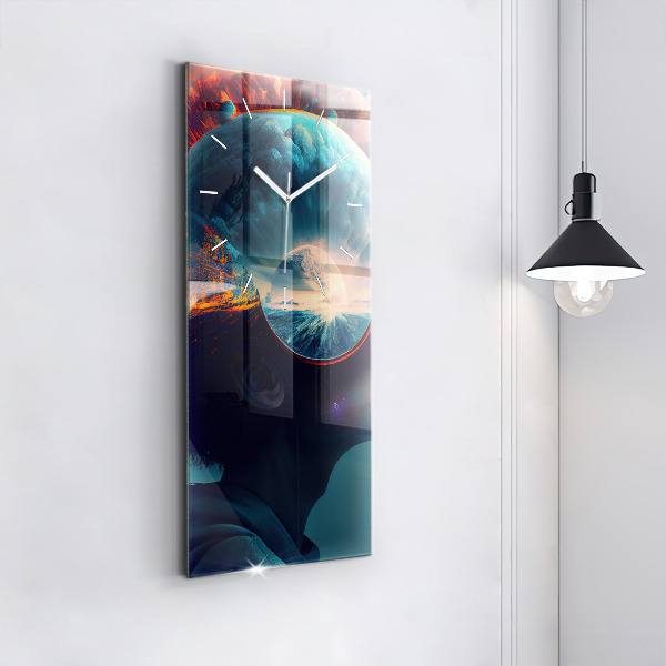 Reloj de vidrio vertical Mundo virtual futurista - espejomat.es