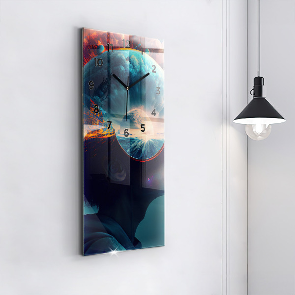 Reloj de vidrio vertical Mundo virtual futurista - espejomat.es