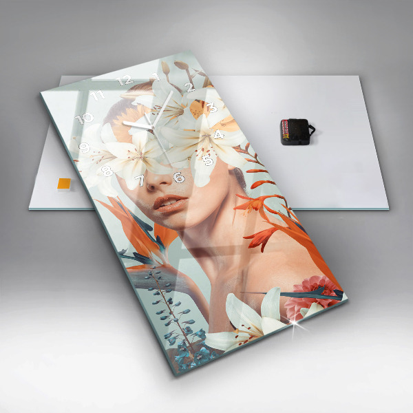 Reloj vertical Mujer con flores - espejomat.es