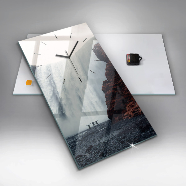 Reloj de vidrio vertical Cascada Paisaje de Islandia - espejomat.es