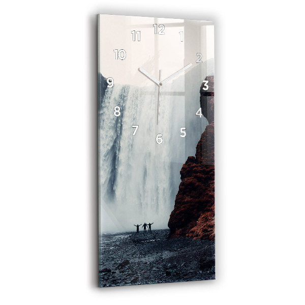 Reloj de vidrio vertical Cascada Paisaje de Islandia - espejomat.es