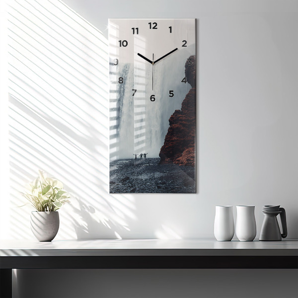Reloj de vidrio vertical Cascada Paisaje de Islandia - espejomat.es