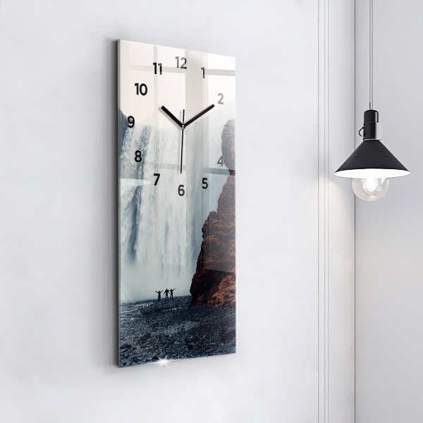 Reloj de vidrio vertical Cascada Paisaje de Islandia - espejomat.es