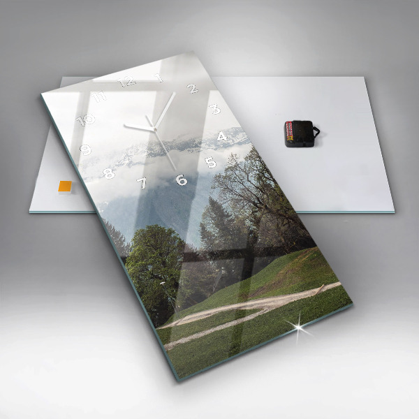 Reloj de vidrio vertical Vista de montaña - espejomat.es