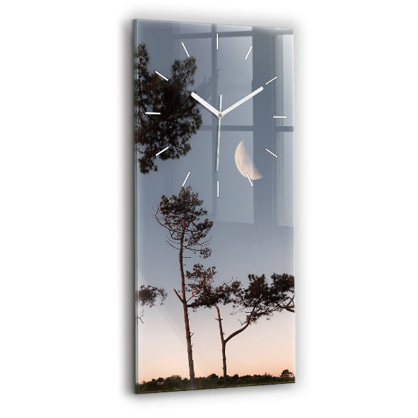 Reloj de cristal vertical Media luna y árboles - espejomat.es