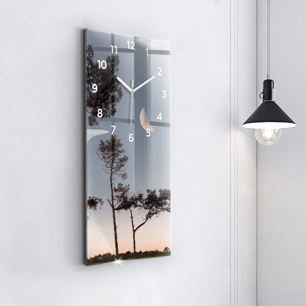 Reloj de cristal vertical Media luna y árboles - espejomat.es