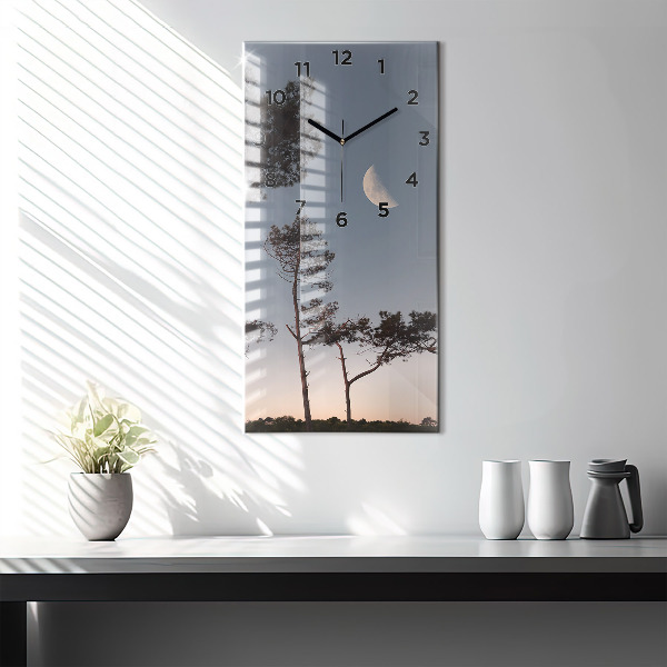 Reloj de cristal vertical Media luna y árboles - espejomat.es