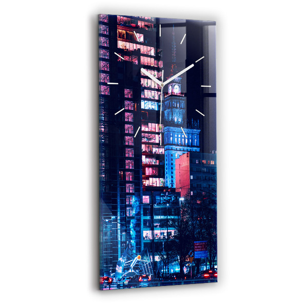 Reloj vertical Varsovia de noche - espejomat.es