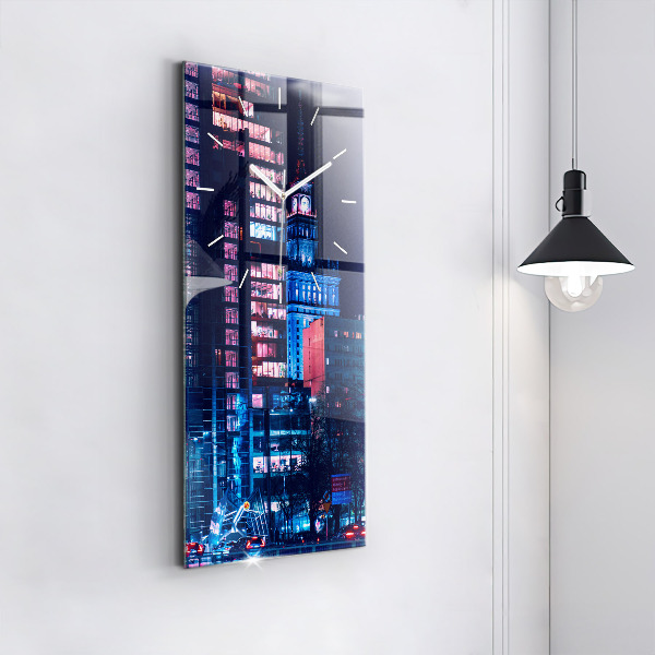 Reloj vertical Varsovia de noche - espejomat.es