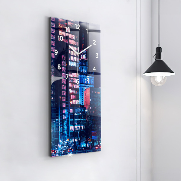 Reloj vertical Varsovia de noche - espejomat.es