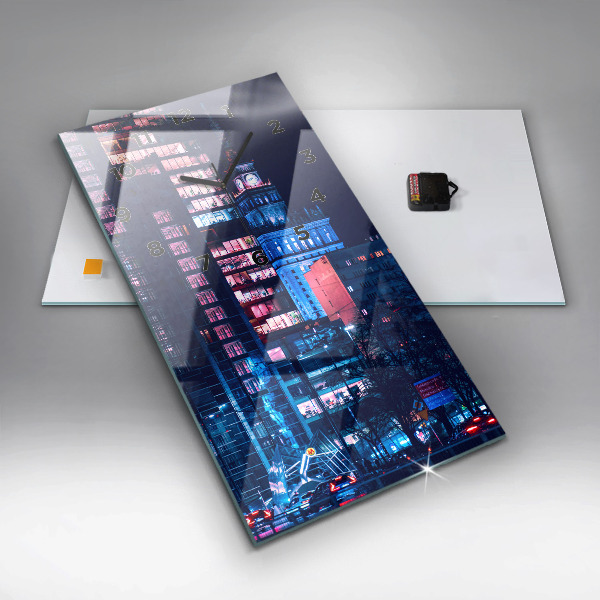 Reloj vertical Varsovia de noche - espejomat.es