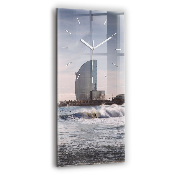 Reloj de cristal vertical Surfista en Barcelona - espejomat.es
