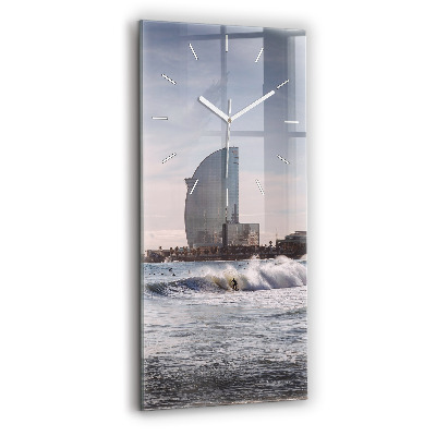 Reloj de cristal vertical Surfista en Barcelona - espejomat.es