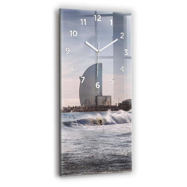 Reloj de cristal vertical Surfista en Barcelona - espejomat.es