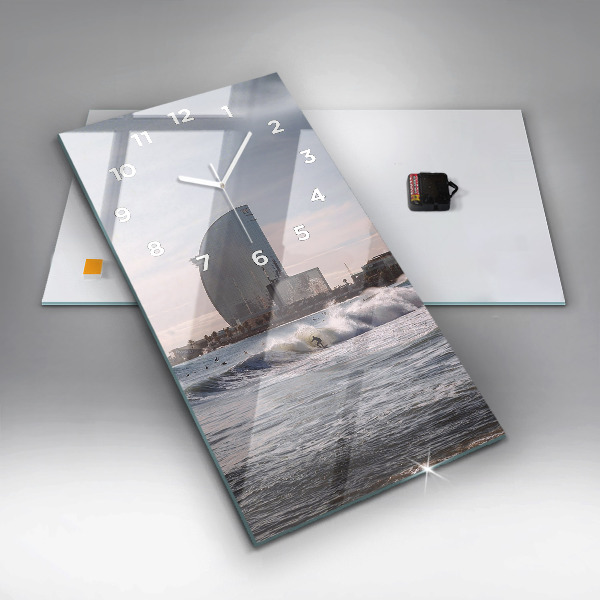 Reloj de cristal vertical Surfista en Barcelona - espejomat.es