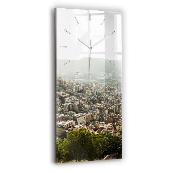 Reloj de cristal vertical Vista de Montjuic en Barcelona - espejomat.es