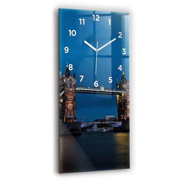 Reloj de vidrio vertical Tower Bridge Londres de noche - espejomat.es