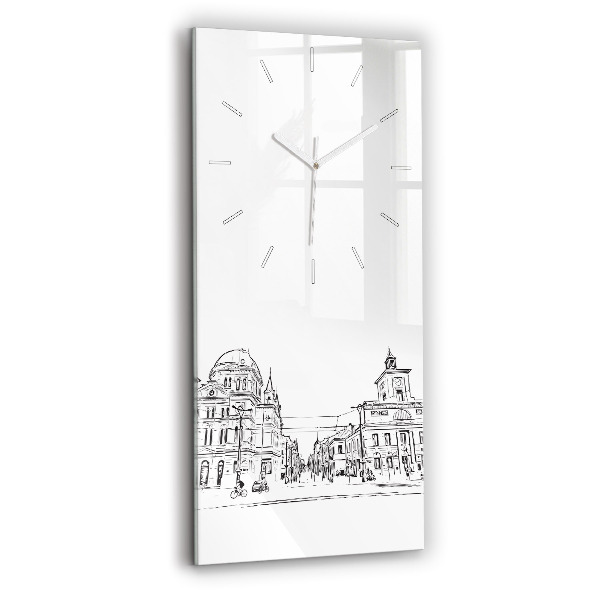 Reloj de vidrio vertical Ilustración de la ciudad de Poznan - espejomat.es