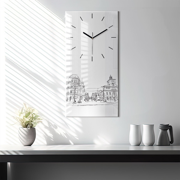 Reloj de vidrio vertical Ilustración de la ciudad de Poznan - espejomat.es