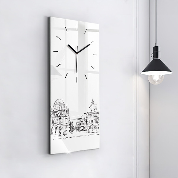 Reloj de vidrio vertical Ilustración de la ciudad de Poznan - espejomat.es