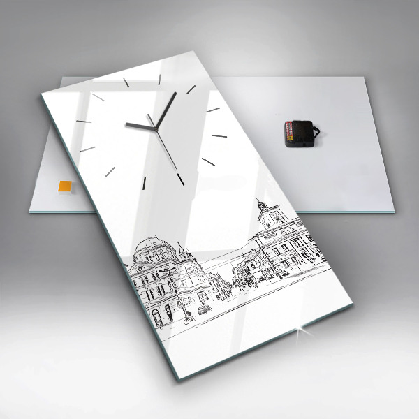 Reloj de vidrio vertical Ilustración de la ciudad de Poznan - espejomat.es