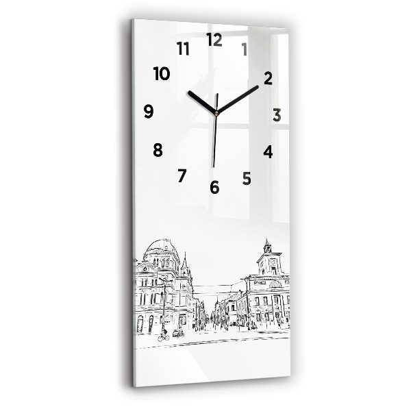 Reloj de vidrio vertical Ilustración de la ciudad de Poznan - espejomat.es