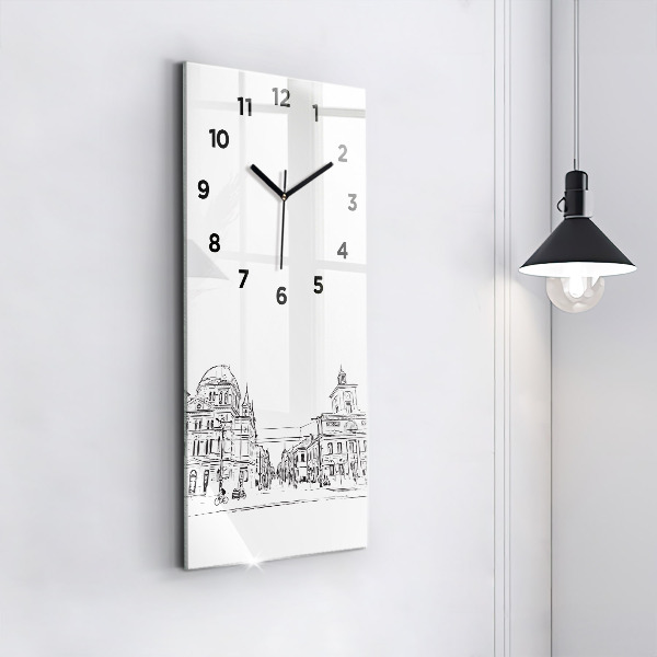 Reloj de vidrio vertical Ilustración de la ciudad de Poznan - espejomat.es