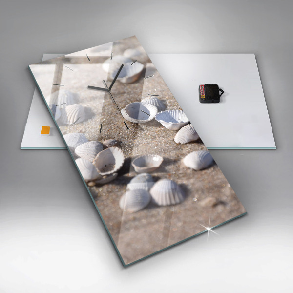 Reloj de vidrio vertical Conchas en la playa - espejomat.es