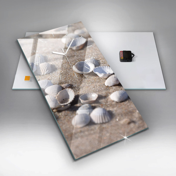 Reloj de vidrio vertical Conchas en la playa - espejomat.es