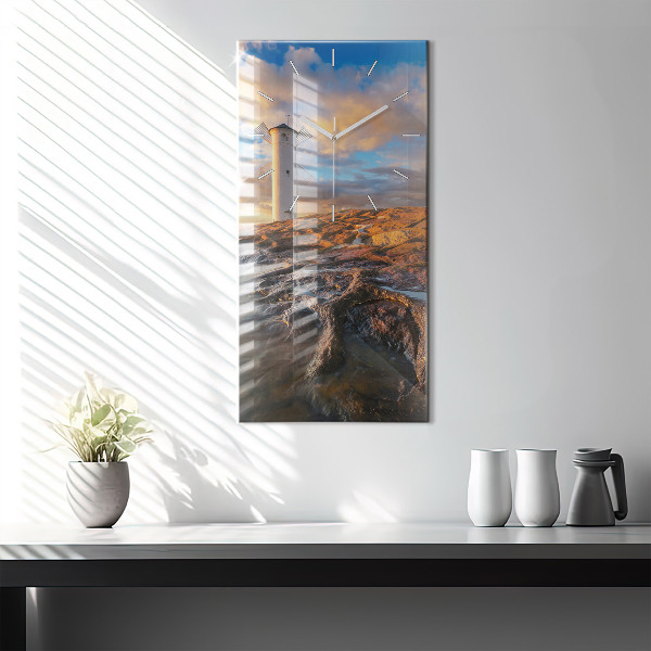 Reloj de vidrio vertical Faro y mar Báltico - espejomat.es