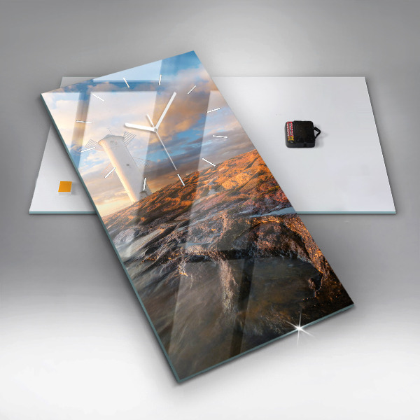 Reloj de vidrio vertical Faro y mar Báltico - espejomat.es