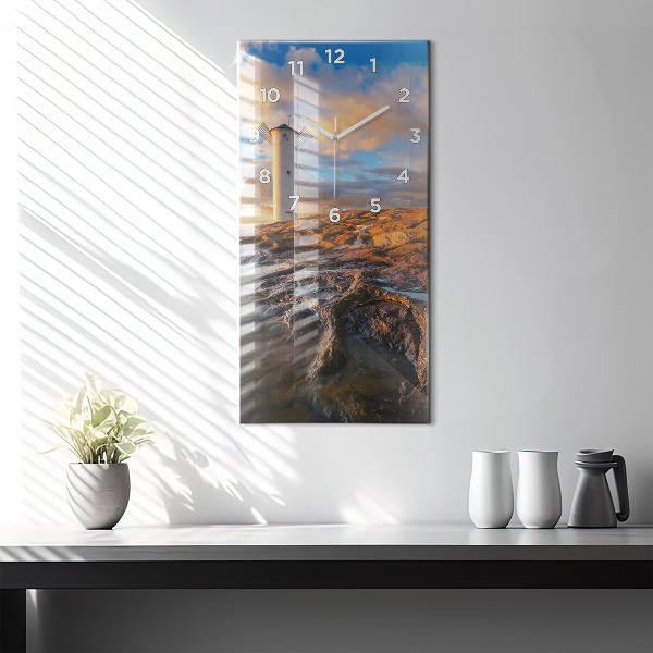 Reloj de vidrio vertical Faro y mar Báltico - espejomat.es