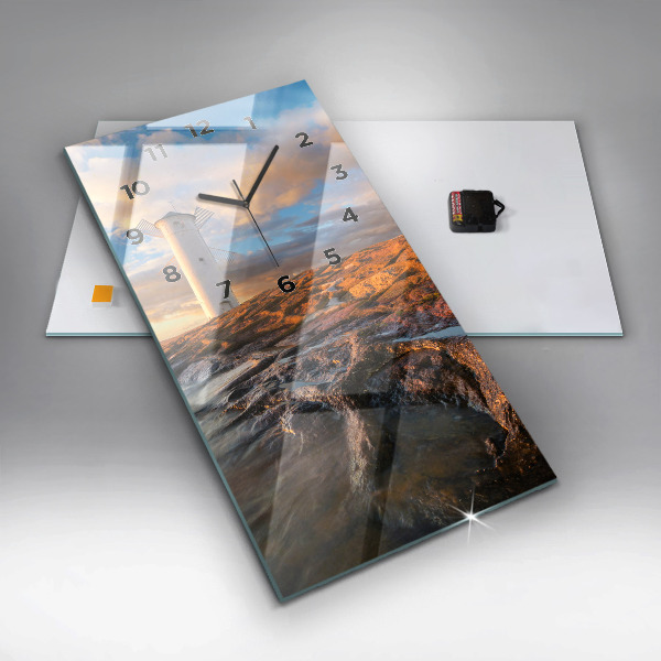 Reloj de vidrio vertical Faro y mar Báltico - espejomat.es