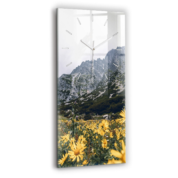 Reloj de cristal vertical Pradera de flores en las montañas - espejomat.es