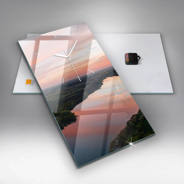 Reloj de vidrio vertical Lago a vista de pájaro - espejomat.es