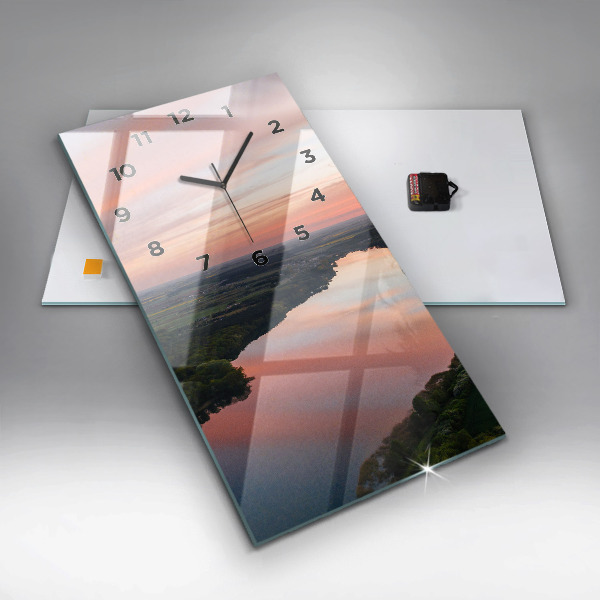 Reloj de vidrio vertical Lago a vista de pájaro - espejomat.es