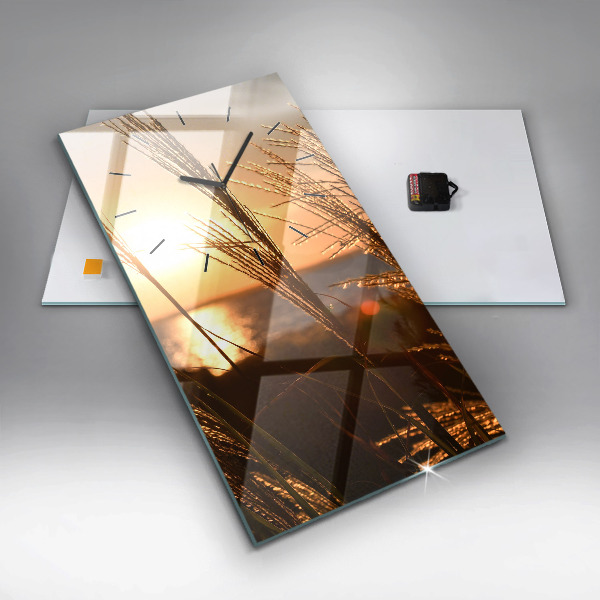 Reloj de vidrio vertical Trigo en la hora dorada - espejomat.es